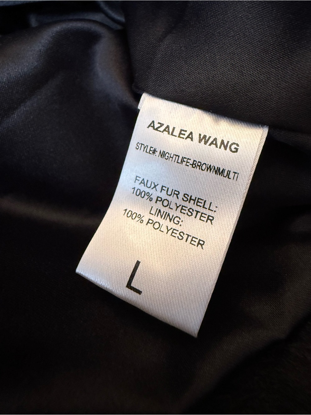 Azalea Wang Nightlife Brown Multi Faux Fur Cropped Jacket Coat Large - Picture 3 of 11